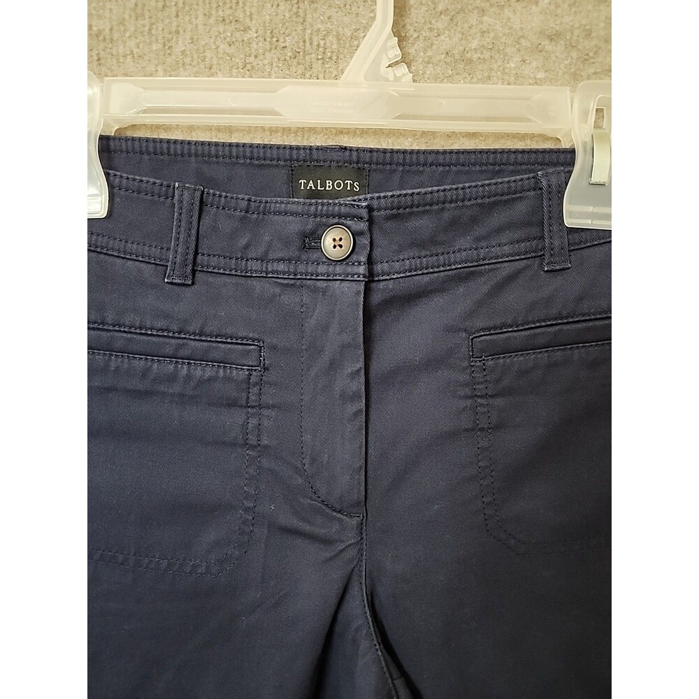 Talbots Wide Leg Ankle Pants Womens 6 Petite Navy Blue Stretch NEW - Picture 3 of 8